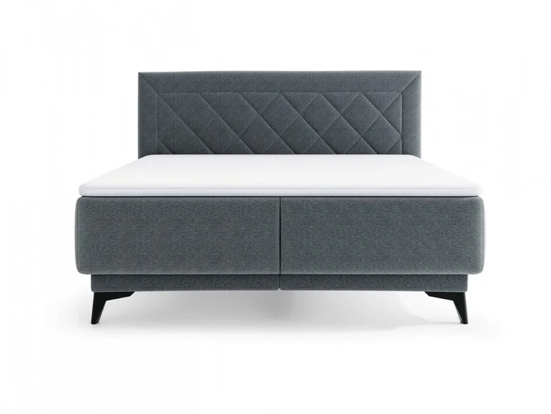 Zalea Upholstered Bed 160 — Pocket Spring Mattress, 4cm Topper & Gas Lift Storage, Neve 97