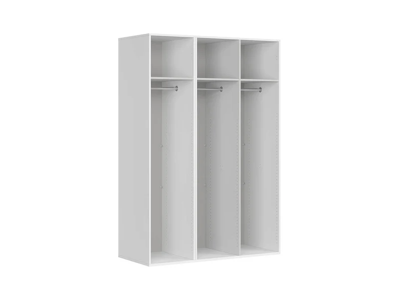 Flex Wardrobe 150 — 2-Unit Set with 3 Hanging Rails, White