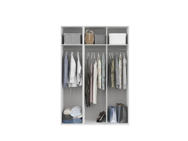 Flex Wardrobe 150 — 2-Unit Set with 3 Hanging Rails, White