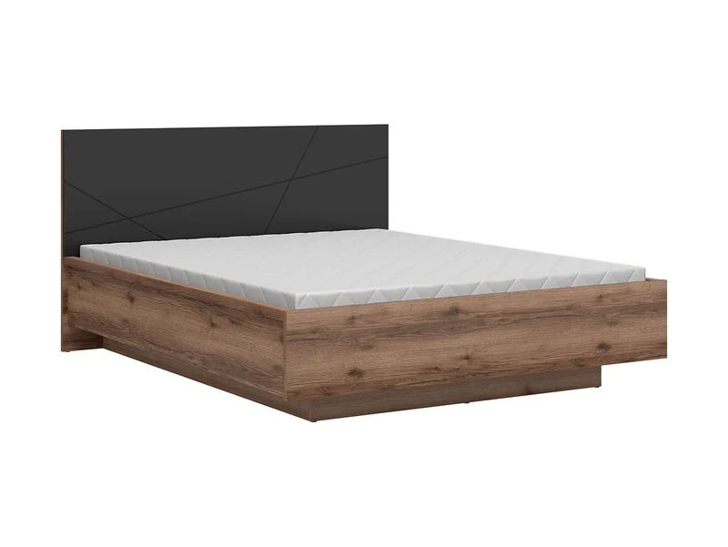 Forn Bed 160×200 with Storage – Dark Delano Oak / Matt Black
