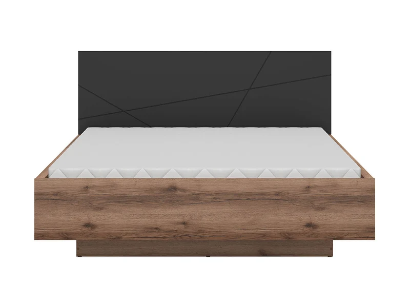 Forn Bed 160×200 with Storage – Dark Delano Oak / Matt Black
