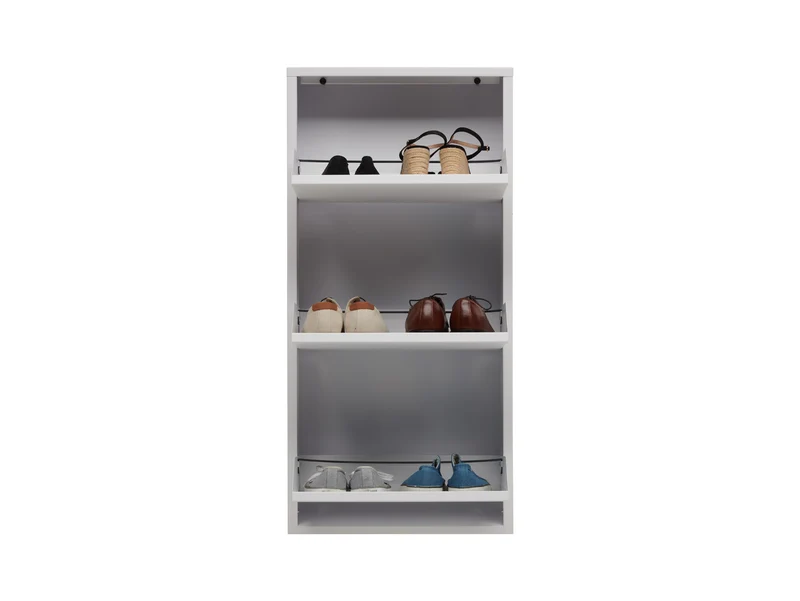 Fly 3K Shoe Cabinet – White | Metal Hallway Shoe Storage