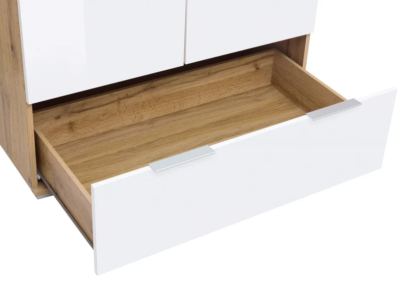 Zele Wardrobe 2-Door with Drawer – Wotan Oak / White Gloss