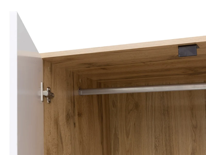 Zele Wardrobe 2-Door with Drawer – Wotan Oak / White Gloss