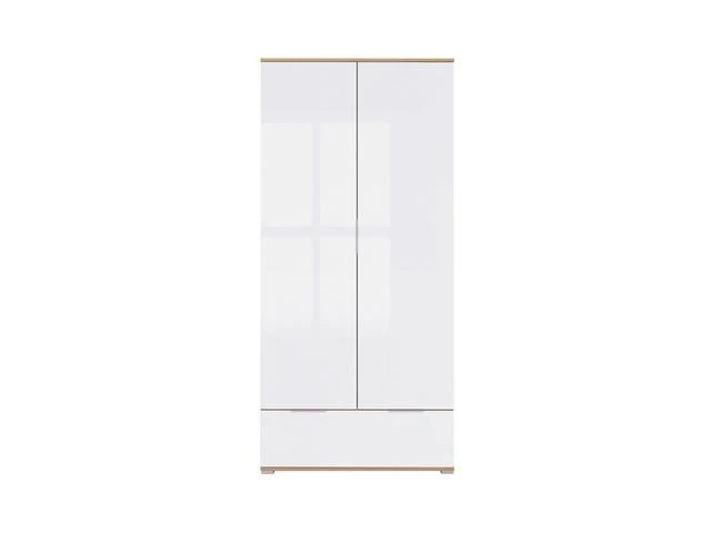 Zele Wardrobe 2-Door with Drawer – Wotan Oak / White Gloss