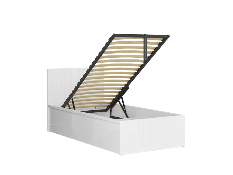 Tetrix Bed 90×200 + Mimas Pocket Spring Mattress Set – White Gloss