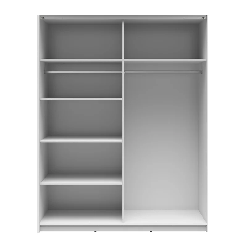 Tetrix Sliding Door Wardrobe 153 cm – White Gloss with Mirror