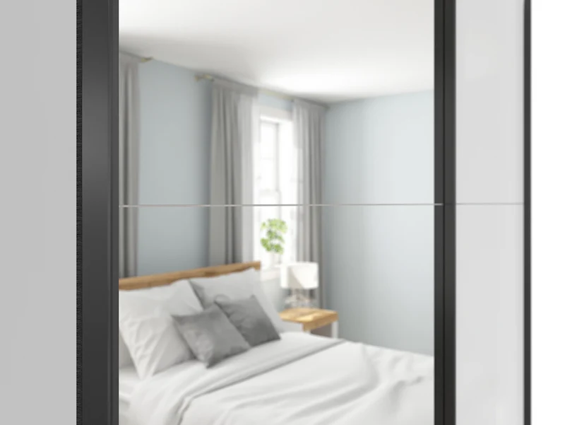 Tetrix Sliding Door Wardrobe 153 cm – White Gloss with Mirror