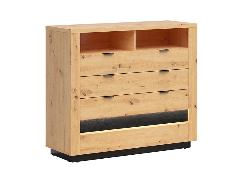 Ostia Chest of Drawers with LED – Artisan Oak & Black Sparkle