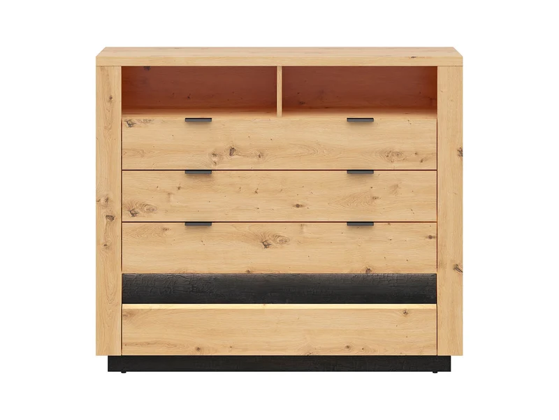 Ostia Chest of Drawers with LED – Artisan Oak & Black Sparkle