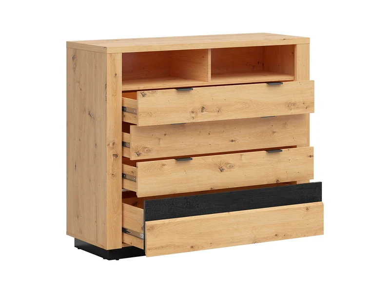 Ostia Chest of Drawers with LED – Artisan Oak & Black Sparkle