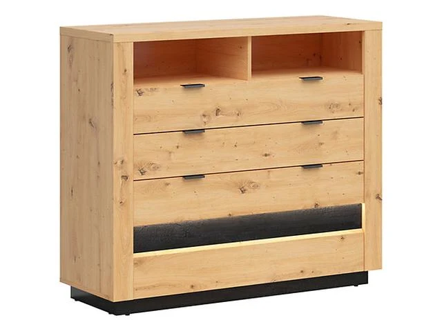 Ostia Chest of Drawers with LED – Artisan Oak & Black Sparkle