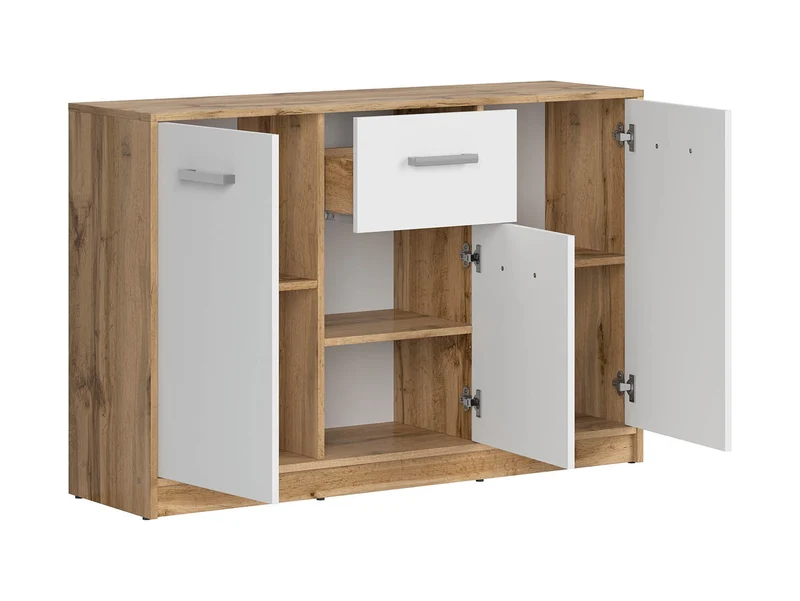 Matos Sideboard with 3 Doors & Drawer – Wotan Oak & White Matt