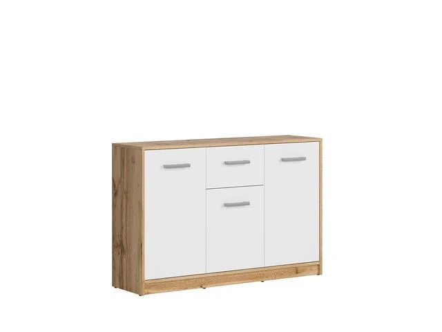Matos Sideboard with 3 Doors & Drawer – Wotan Oak & White Matt