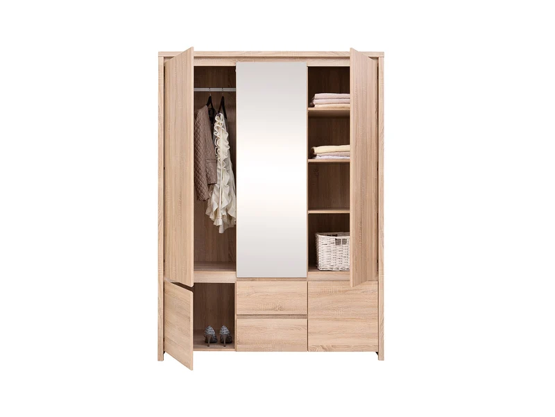 Kaspian Wardrobe 153 cm with Mirror – Sonoma Oak