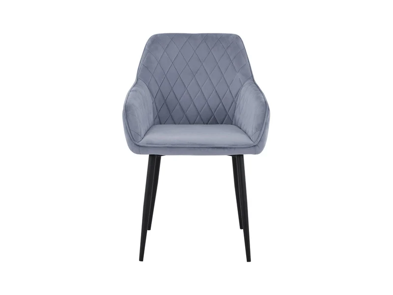 Stu Upholstered Dining Chair with Armrests – Grey | Decorative Stitching & Metal Frame