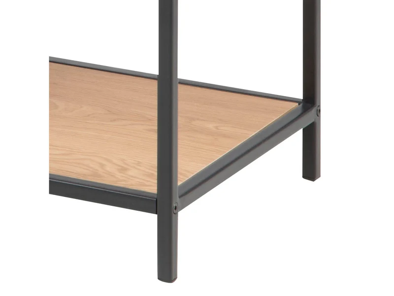 Seaford Open Bookcase 114 cm – Black Steel / Wild Oak | 4 Asymmetric Shelves
