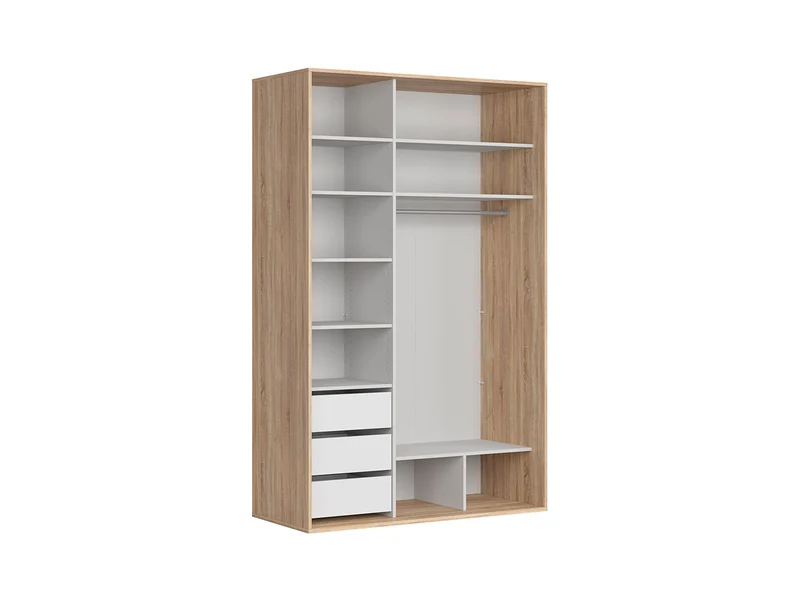 Flex Sliding Door Wardrobe 150 cm – Sonoma Oak / Mirror | 7 Shelves, 3 Drawers & Hanging Rail