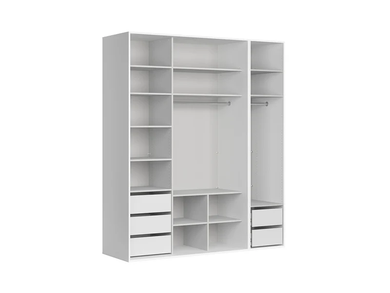 Flex Open Wardrobe 200 cm – White | 10 Shelves, 2 Rails & 5 Soft-Close Drawers