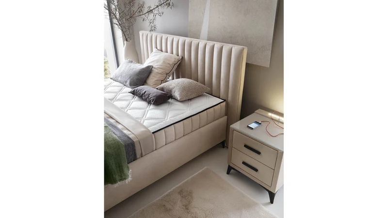 Joy — Upholstered Bed 160x200 cm with Storage & Dual Mattresses