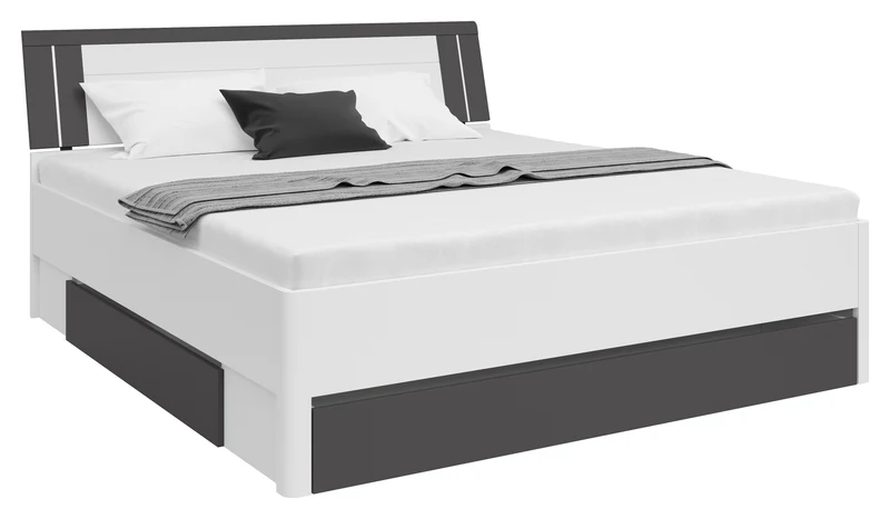 Saturn Bed 180×200 cm – White & Graphite