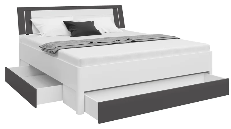 Saturn Bed 180×200 cm – White & Graphite