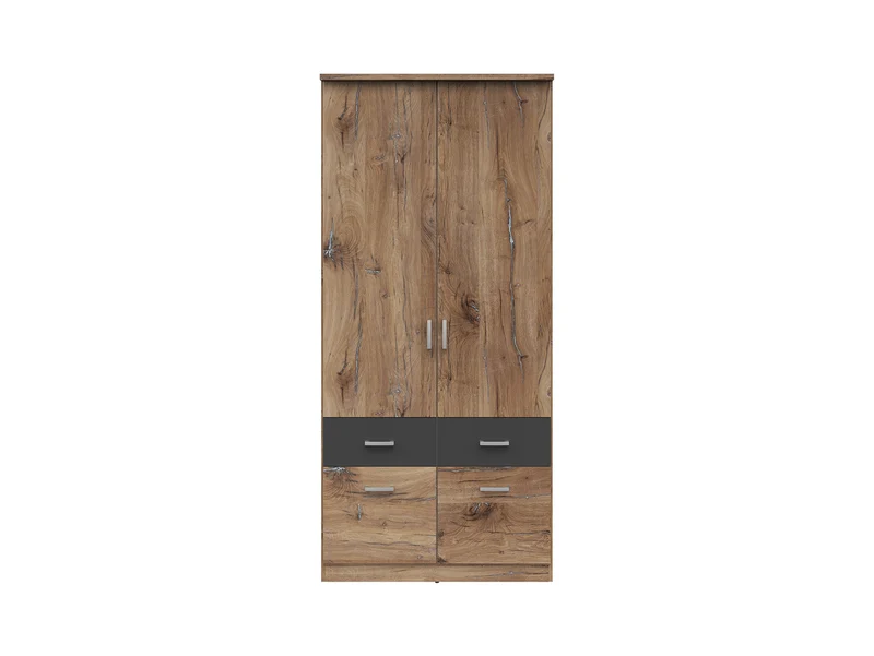Brando 2 Wardrobe – Dark Flagstaff Oak & Graphite, 91 cm