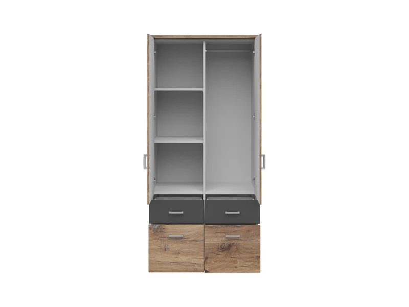 Brando 2 Wardrobe – Dark Flagstaff Oak & Graphite, 91 cm