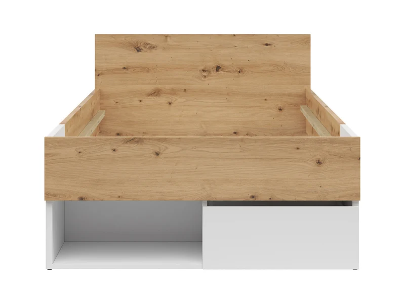 Homeland Single Bed 100×200 cm with Drawers – White & Artisan Oak