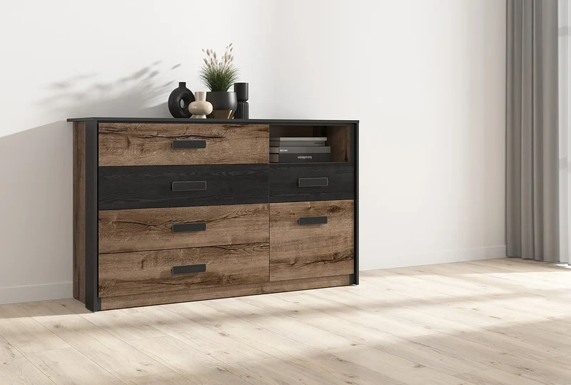 Kassel — Chest of Drawers 150 cm with 5 Drawers & Door