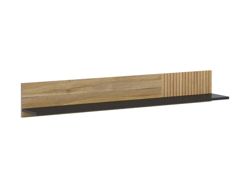 Luen Floating Wall Shelf | Black & Mauvella Oak | 155cm