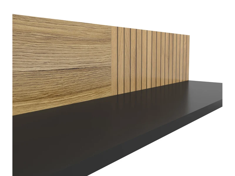Luen Floating Wall Shelf | Black & Mauvella Oak | 155cm
