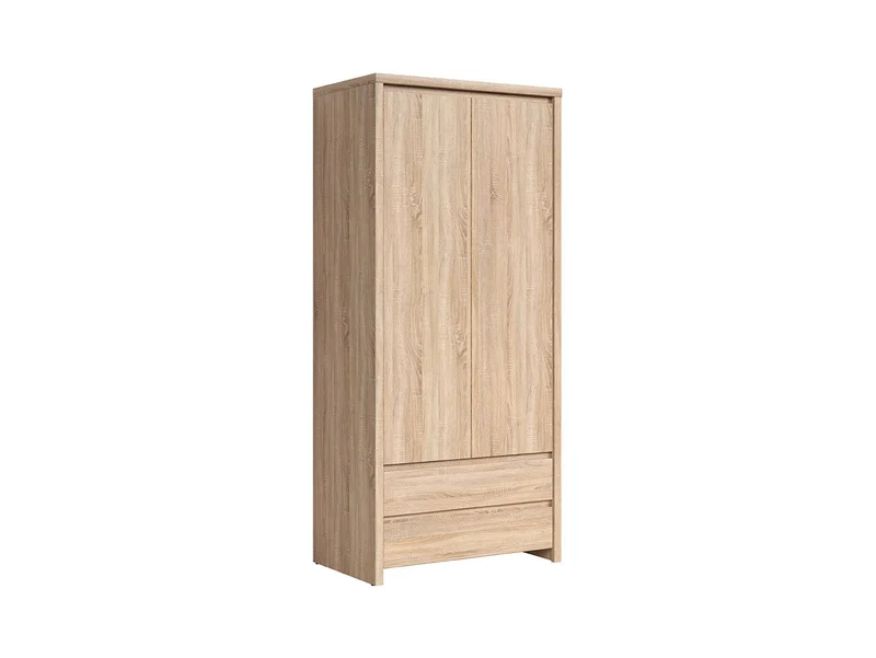 Kaspian 2-Door Wardrobe with 2 Drawers | Sonoma Oak | 90x200.5cm