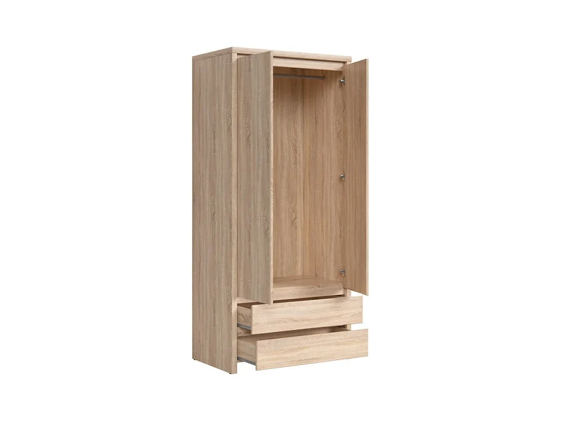Kaspian 2-Door Wardrobe with 2 Drawers | Sonoma Oak | 90x200.5cm