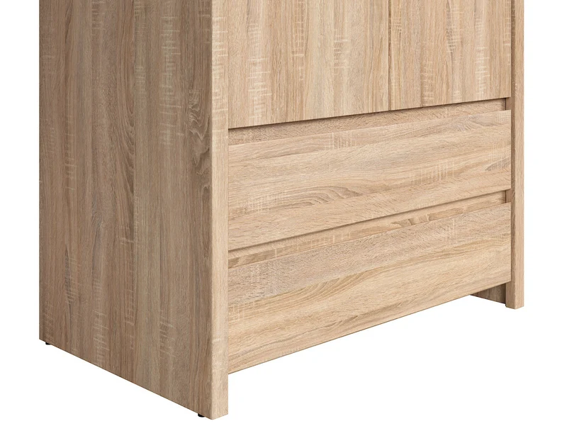 Kaspian 2-Door Wardrobe with 2 Drawers | Sonoma Oak | 90x200.5cm