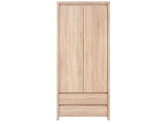 Kaspian 2-Door Wardrobe with 2 Drawers | Sonoma Oak | 90x200.5cm