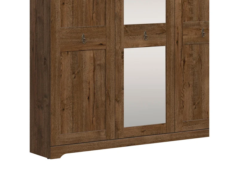 Patras 3-Door Wardrobe 153 cm – April Oak, Hanging Rail, 4 Shelves, Soft-Close Hinges, Classic Style