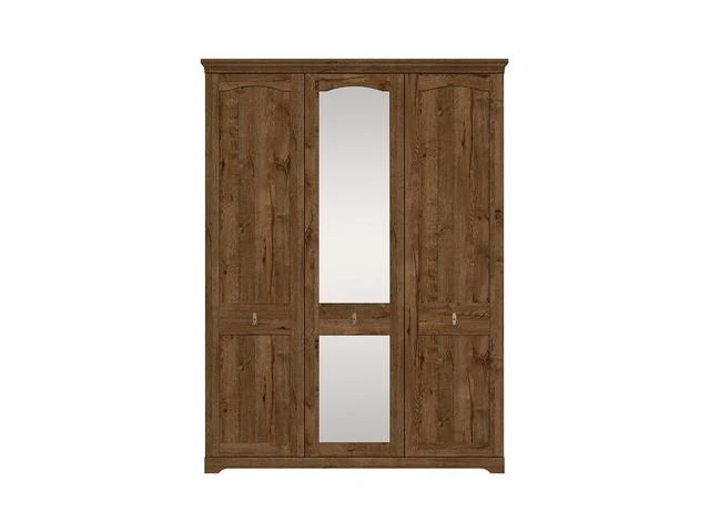 Patras 3-Door Wardrobe 153 cm – April Oak, Hanging Rail, 4 Shelves, Soft-Close Hinges, Classic Style