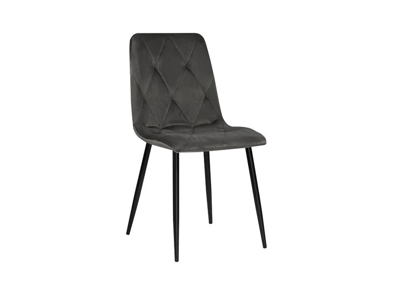 Silvio Velvet Dining Chair – Grey, Decorative Stitching, Powder-Coated Metal Frame, 140 kg