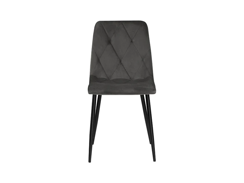 Silvio Velvet Dining Chair – Grey, Decorative Stitching, Powder-Coated Metal Frame, 140 kg