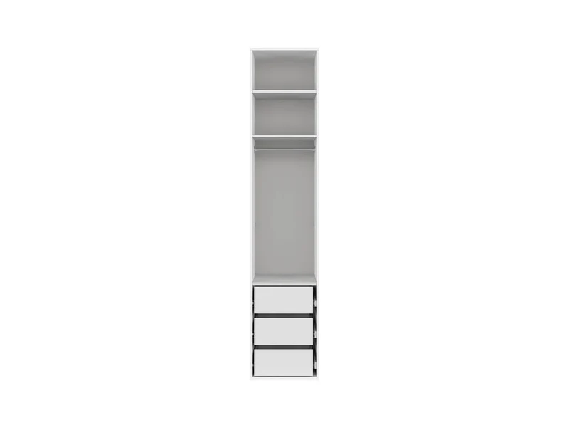 Flex Narrow Tower Wardrobe 50 cm – White, 3 Soft-Close Drawers, Hanging Rail, 10-Year Warranty