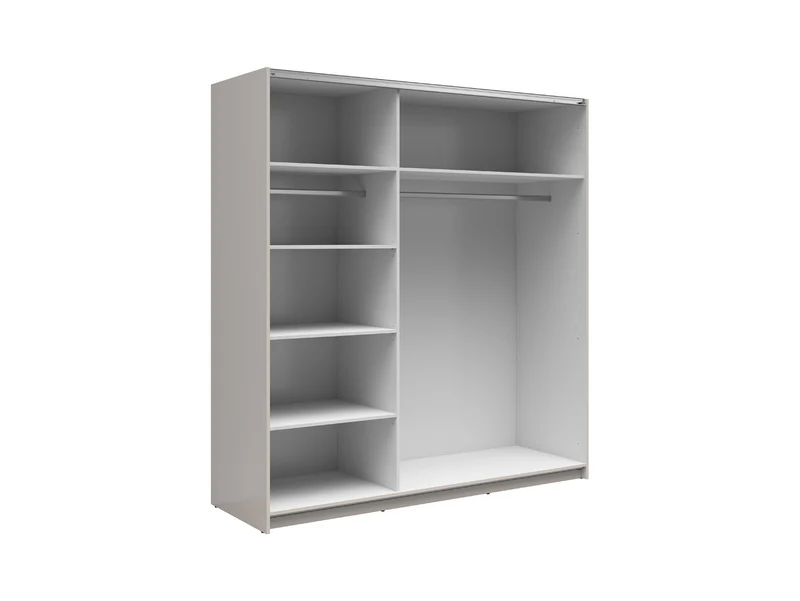 Tetrix Sliding Wardrobe 183 cm – Kashmir, 2 Rails, Removable Shelves, Grey Canvas Interior