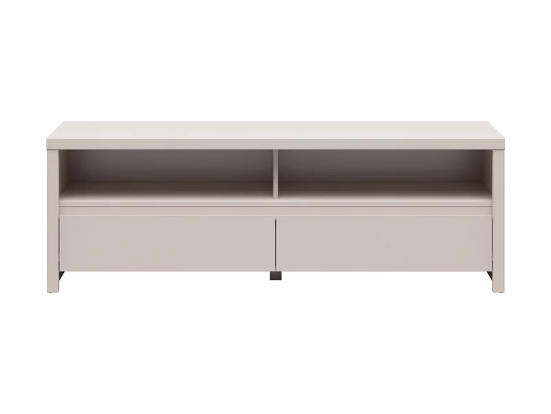 Kaspian TV Unit 143.5 cm – Kashmir, Open Shelf, 2 Drawers, Solid Top, Wood-Grain Veneer
