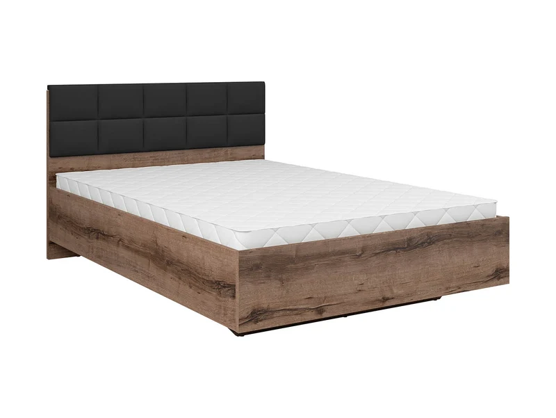 Kassel B1 Bed 140x200 cm – Monastery Oak, Quilted Headboard, Storage Container