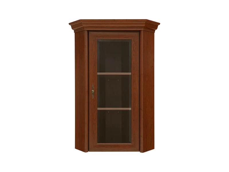 Kent Corner Display Cabinet 58.5x114.5 cm – Glazed Doors, Chestnut, Classic Style