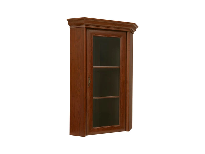 Kent Corner Display Cabinet 58.5x114.5 cm – Glazed Doors, Chestnut, Classic Style