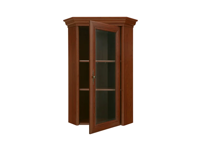 Kent Corner Display Cabinet 58.5x114.5 cm – Glazed Doors, Chestnut, Classic Style