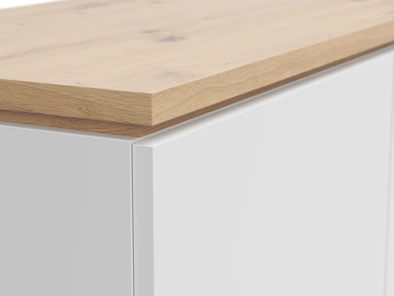 Yamael Tall Chest of Drawers – 3 Drop-Down Doors & 3 Drawers | White Matt & Artisan Oak | Push-to-Open