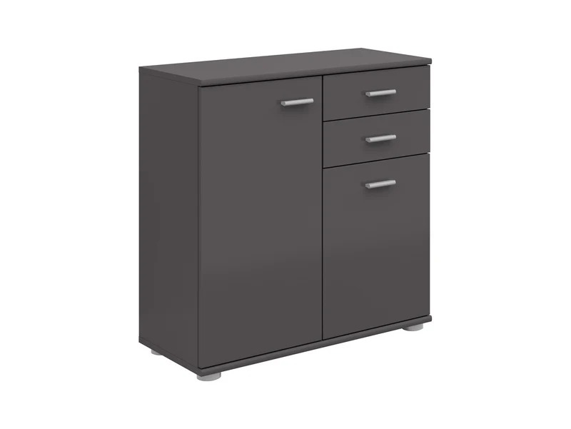 Noeda Chest of Drawers – Graphite | 2 Drawers & 3 Shelves | Scandi & Minimalist Style | 70.9×75.2×35.2 cm