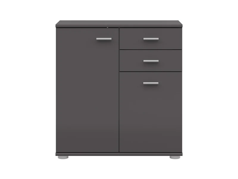 Noeda Chest of Drawers – Graphite | 2 Drawers & 3 Shelves | Scandi & Minimalist Style | 70.9×75.2×35.2 cm